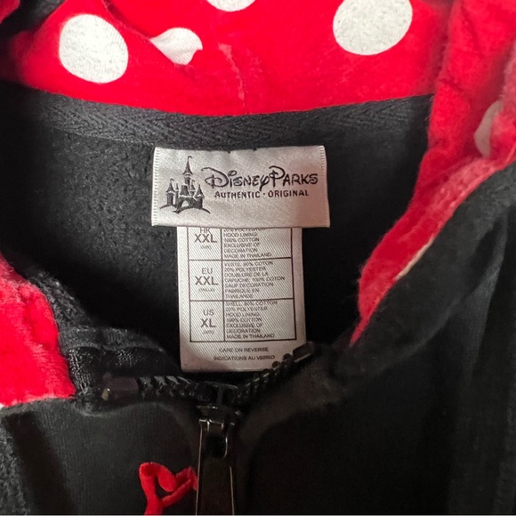 Disney Parks Minnie Mouse Black Hoodie with Red Accents and Minnie ears XL - Picture 4 of 8